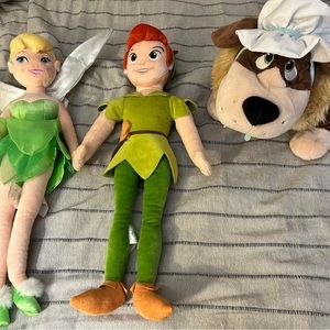 Set of 3 Disney’s Peter Pan Plushies; Peter Pan, Tinker Bell, Nana
